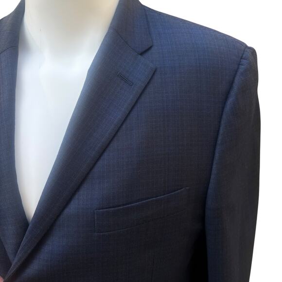 Hickey Freeman Jacket Sport Coat 46R Loro Piana Super 150 Blue Checker 2 Button - Picture 4 of 16
